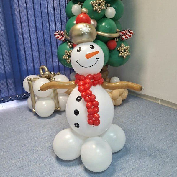 Коледен снежен човек от  балони